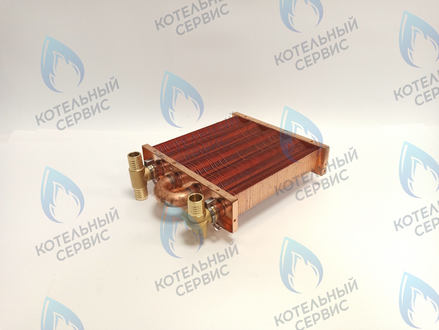 EM021-180-02-Фитинг-Комп Теплообменник первичный основной (с фитингами) 180мм 85 FIN (130-200 HSG/ICH/MSC) (3318108610, 3318108640) DAEWOO в Орле