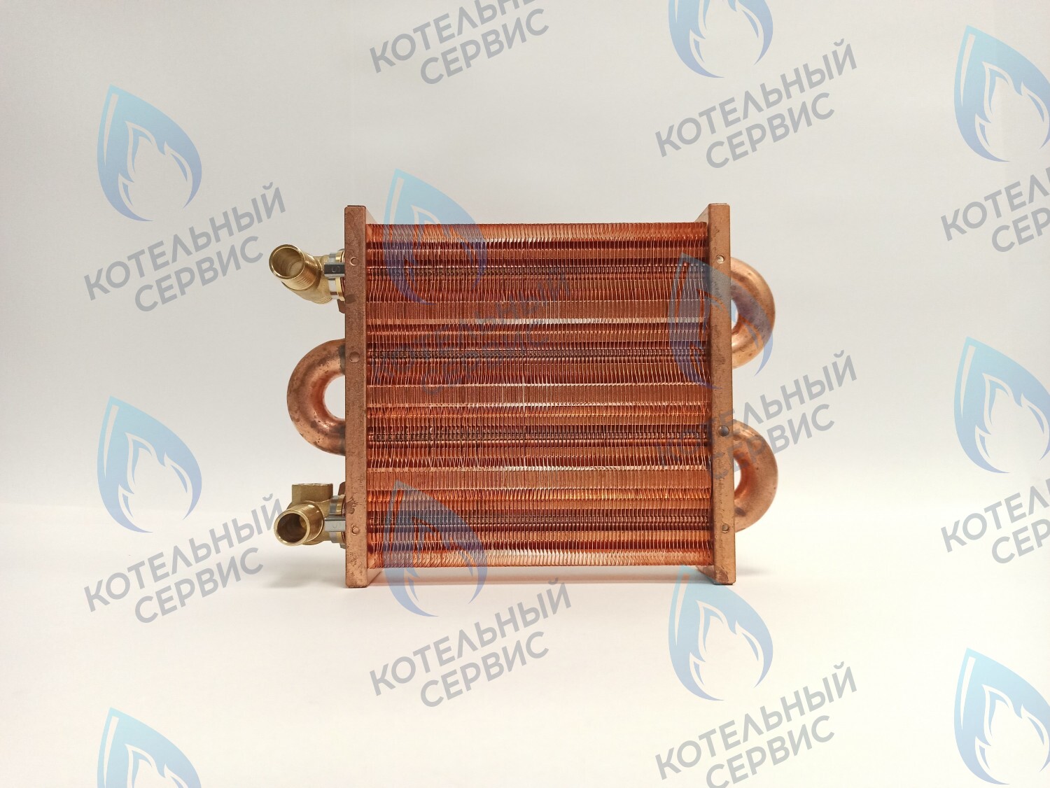 EM021-180-02-Фитинг-Комп Теплообменник первичный основной (с фитингами) 180мм 85 FIN (130-200 HSG/ICH/MSC) (3318108610, 3318108640) DAEWOO в Орле