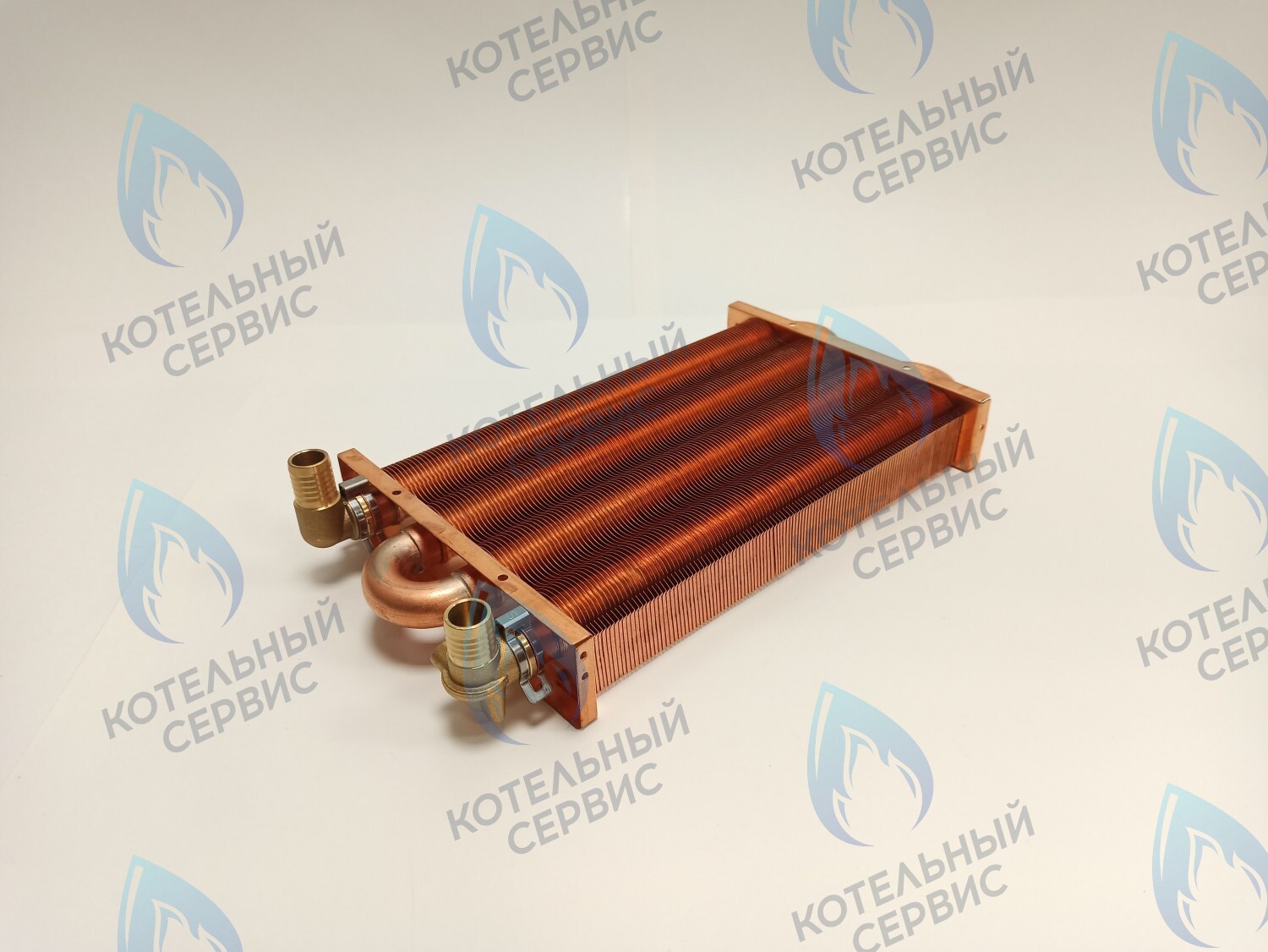 EM021-280-02-Фитинг-Комп Теплообменник отопления медный с фитингами (280 мм) 122 FIN (250-300MSC) DAEWOO в Орле