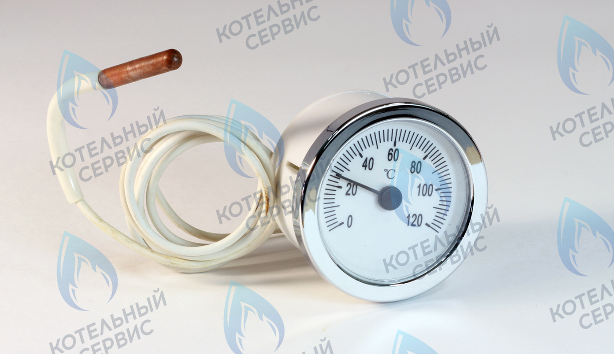 7248048 Термометр круглый хром рамка белый корпус 0-120°C FERROLI в Орле